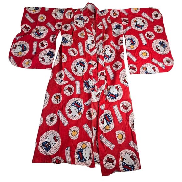 Hello Kitty Other - Vintage Hello Kitty Japanese Kids Kimono Robe Red Kawaii Festival Wear Kawaii